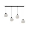 Lampa sufitowa wisząca RIFFLE, czarna konstrukcja, białe szklane kule 14cm, na 4 żarówki