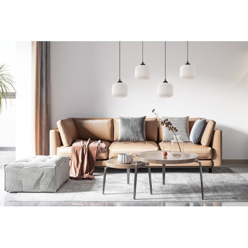 Lampa wisząca żyrandol RIFFLE, 4 źródła światła, białe ryflowane klosze w kształcie walca, nad stół i wyspę