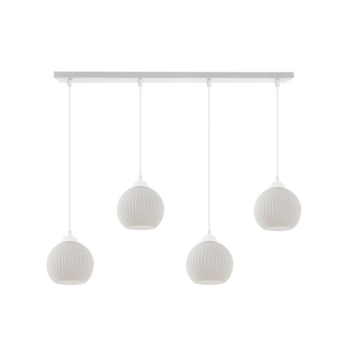 Lampa sufitowa żyrandol RIFFLE, biała konstrukcja, szklane kule, do salonu i jadalni, nad stół, E27