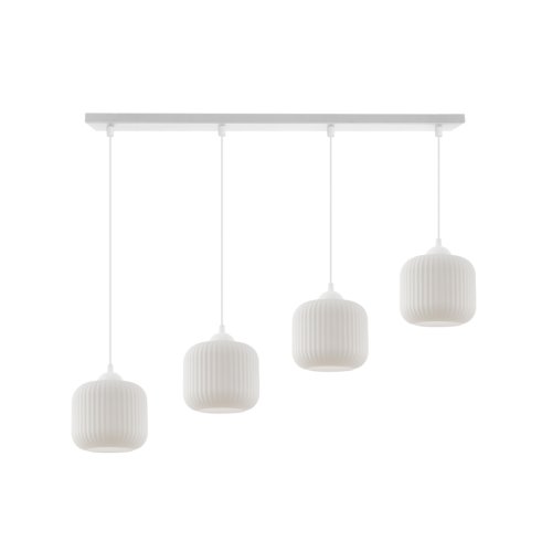 Lampa wisząca RIFFLE, sufitowa,  biały klosz walec 15cm o ryflowanej strukturze