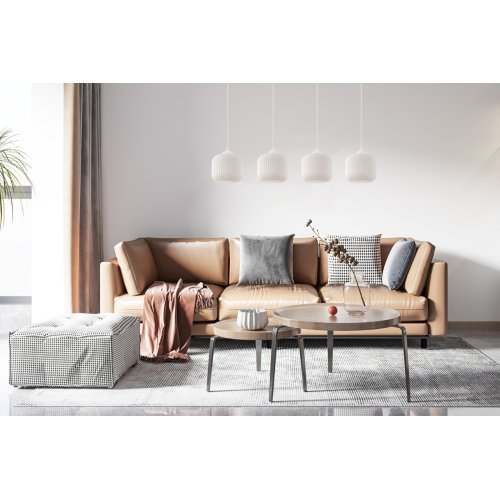 Lampa wisząca RIFFLE, sufitowa,  biały klosz walec 15cm o ryflowanej strukturze