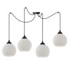 Lampa sufitowa wisząca RIFFLE, czarny pająk loft z 4 szklanymi kulami o ryflowanej powierzchni, E27