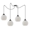 Lampa sufitowa wisząca RIFFLE, czarny pająk loft z 4 szklanymi kulami o ryflowanej powierzchni, E27