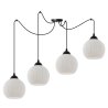 Lampa sufitowa wisząca RIFFLE, czarny pająk loft z 4 szklanymi kulami o ryflowanej powierzchni, E27