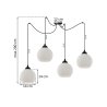 Lampa sufitowa wisząca RIFFLE, czarny pająk loft z 4 szklanymi kulami o ryflowanej powierzchni, E27