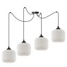 Lampa wisząca żyrandol RIFFLE, białe szklane klosze w kształcie walca, styl glamour, nad stół i sofę