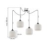 Lampa wisząca żyrandol RIFFLE, białe szklane klosze w kształcie walca, styl glamour, nad stół i sofę