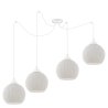 Lampa sufitowa żyrandol typu pająk RIFFLE, kolor biały, szklane kuliste klosze, 14cm średnicy