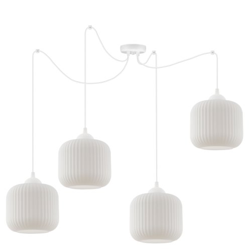 Lampa wisząca typu pająk RIFFLE, sufitowa, cztery szklane klosze w kształcie walca, styl loft