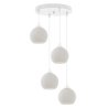 Lampa sufitowa żyrandol RIFFLE, kolor biały, listwa z czterema szklanymi kulami w stylu glamour