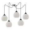 Lampa sufitowa wisząca typu pająk RIFFLE, styl loftowy, 5 białych szklanych kul o średnicy 14cm