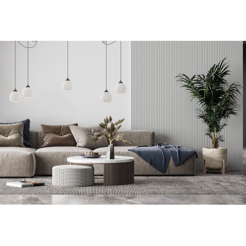 Lampa sufitowa wisząca typu pająk RIFFLE, styl loftowy, 5 białych szklanych kul o średnicy 14cm