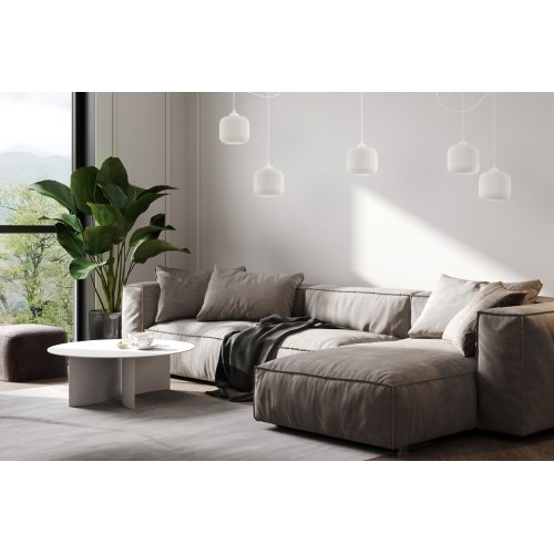 Lampa wisząca RIFFLE, sufitowa, biały pająk w stylu loft, szklany walec, do salonu, jadalni, sypialni