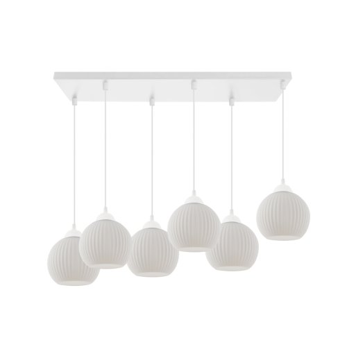 Lampa sufitowa wisząca RIFFLE, kolor biały, szklane ryflowane kule w stylu nowoczesnym, E27