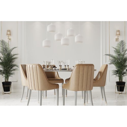 Lampa wisząca żyrandol RIFFLE, biała konstrukcja, 6 źródeł światła, szklane walce, nad stół i wyspę