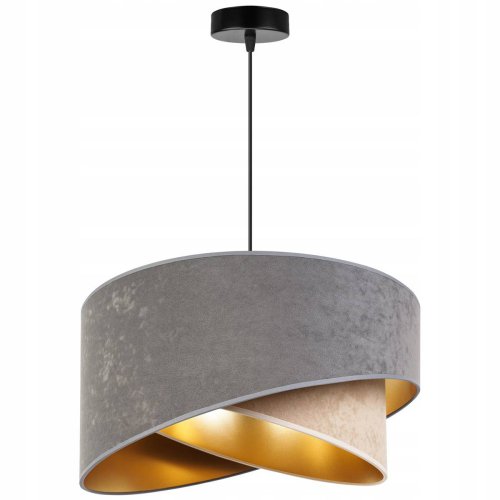 OUTLET -30% Wisząca lampa MEDIOLAN, z regulacją, dwa kolory abażura, złote wypełnienie, E27, asymetryczna