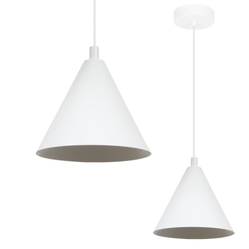 Lampa sufitowa wisząca SOHO, pojedyncza, biały metalowy stożek o średnicy 14cm, styl loftowy