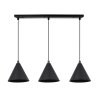 Lampa sufitowa wisząca SOHO, czarny potrójny żyrandol z kloszami w kształcie stożków, styl loft