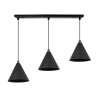 Lampa sufitowa wisząca SOHO, czarny potrójny żyrandol z kloszami w kształcie stożków, styl loft