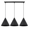 Lampa wisząca żyrandol SOHO, czarna konstrukcja, trzy metalowe stożki w stylu nowoczesnym, E27