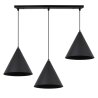 Lampa wisząca żyrandol SOHO, czarna konstrukcja, trzy metalowe stożki w stylu nowoczesnym, E27