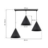 Lampa wisząca żyrandol SOHO, czarna konstrukcja, trzy metalowe stożki w stylu nowoczesnym, E27