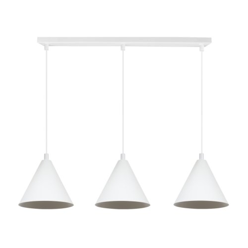 Lampa sufitowa wisząca SOHO, potrójna, białe klosze w kształcie stożków, styl loft, gwint E14