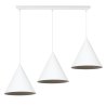 Lampa wisząca sufitowa SOHO, styl nowoczesny, trzy metalowe stożki na białej listwie, E27