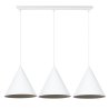 Lampa wisząca sufitowa SOHO, styl nowoczesny, trzy metalowe stożki na białej listwie, E27