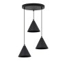 Lampa sufitowa wisząca SOHO, czarna konstrukcja, trzy klosze w kształcie stożków, do kuchni, jadalni