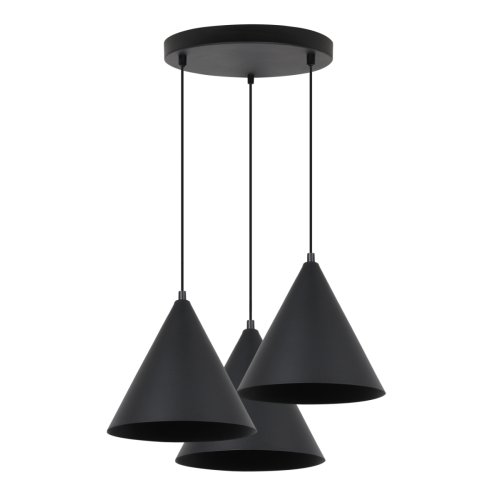 Lampa wisząca sufitowa żyrandol SOHO, kolor czarny, duże stożki w stylu loft, nad stół i wyspę