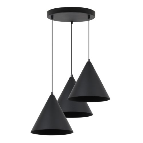 Lampa wisząca sufitowa żyrandol SOHO, kolor czarny, duże stożki w stylu loft, nad stół i wyspę