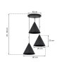 Lampa wisząca sufitowa żyrandol SOHO, kolor czarny, duże stożki w stylu loft, nad stół i wyspę