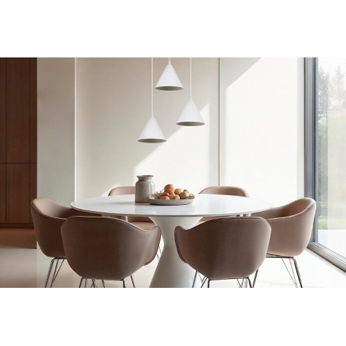 Lampa sufitowa wisząca SOHO, potrójna, białe stożkowe klosze do kuchni, salonu, jadalni