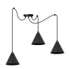 Lampa sufitowa wisząca typu pająk SOHO, styl loft, czarne klosze w kształcie stożków, 3 źródła