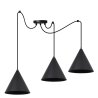 Lampa wisząca sufitowa typu pająk SOHO, styl nowoczesny, czarna konstrukcja, trzy stożkowe klosze