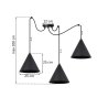 Lampa wisząca sufitowa typu pająk SOHO, styl nowoczesny, czarna konstrukcja, trzy stożkowe klosze