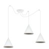 Lampa sufitowa wisząca pająk loft SOHO, potrójna, biała konstrukcja ze stożkowymi kloszami
