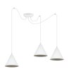 Lampa sufitowa wisząca pająk loft SOHO, potrójna, biała konstrukcja ze stożkowymi kloszami