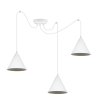 Lampa sufitowa wisząca pająk loft SOHO, potrójna, biała konstrukcja ze stożkowymi kloszami