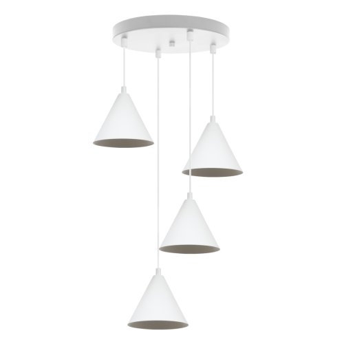 Lampa wisząca żyrandol biały SOHO, stożkowe klosze loft, do kuchni, jadalni, salonu, 4 źródła