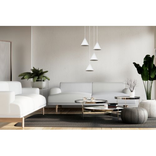 Lampa wisząca żyrandol biały SOHO, stożkowe klosze loft, do kuchni, jadalni, salonu, 4 źródła