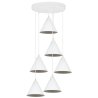 Lampa wisząca żyrandol loft SOHO, biała listwa z sześcioma kloszami w kształcie stożków