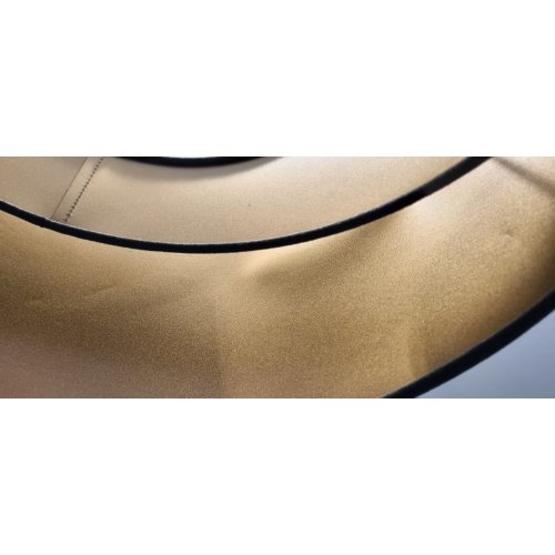 OUTLET -40% Lampa wisząca z asymetrycznym abażurem okrągłym, szarym 45 cm i wykończeniem złotym, E27