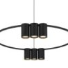 Lampa wisząca sufitowa pierścień GENESIS, duży żyrandol koło z czarnymi oprawami, 10xGU10, nowoczesny