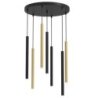 Lampa LED wisząca sufitowa żyrandol MONZA BRASS, czarno-złote tuby nad stół i wyspę, styl loft, 7 źródeł