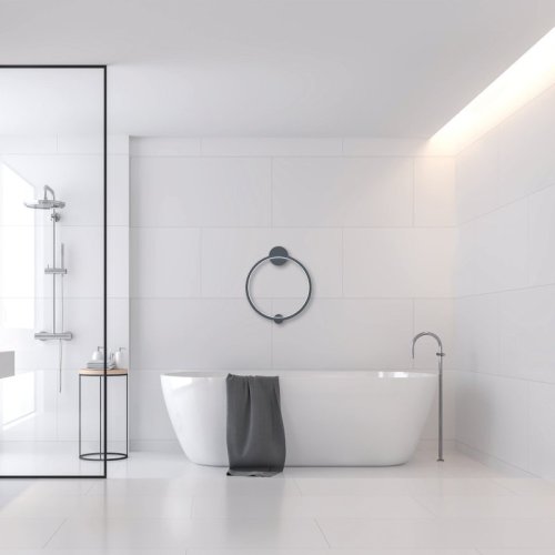 Lampa LED sufitowa plafon typu ring SATURNO, czarna nowoczesna konstrukcja o podwyższonej odporności na wilgoć