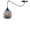Lampa wisząca sufitowa RIFFLE, pająk w stylu loft nowoczesnym, grafitowa szklana kula, E27