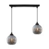 Lampa wisząca sufitowa RIFFLE, żyrandol, podwójna, szklane kule z ryflowaniem, nad stół do salonu