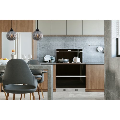 Lampa wisząca sufitowa RIFFLE, żyrandol, podwójna, szklane kule z ryflowaniem, nad stół do salonu